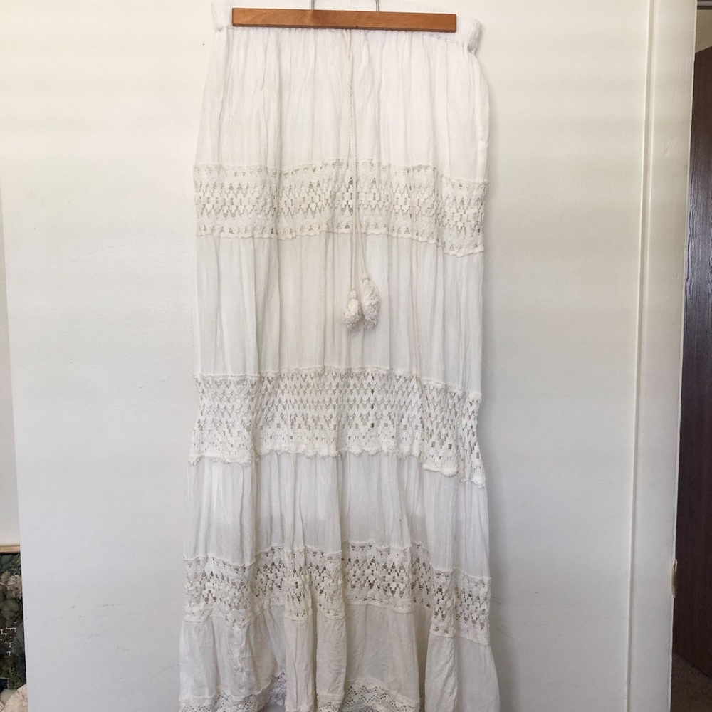 White, Lacy Boho Skirt